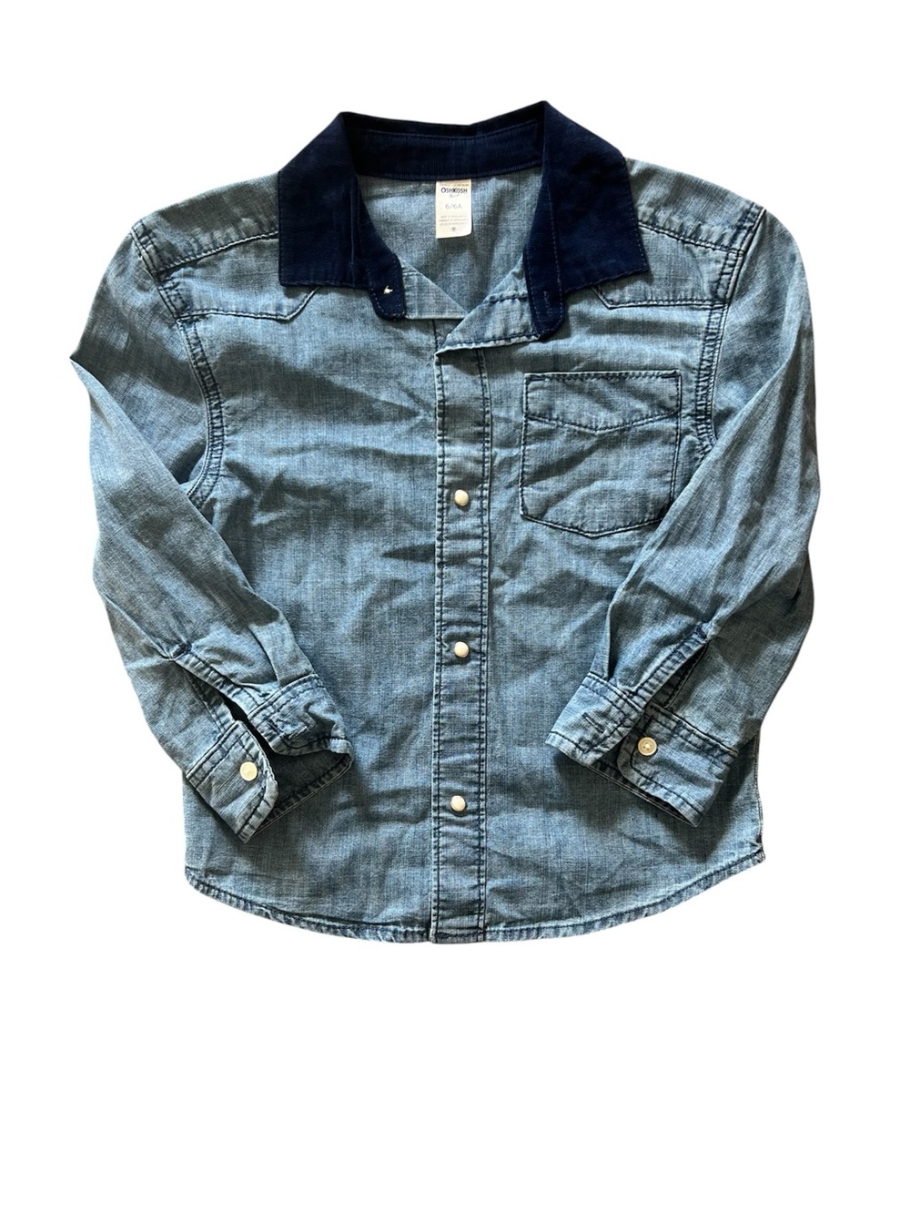 OshKosh B'gosh Western Chambray Long Sleeve Button Up Shirt | Size 6